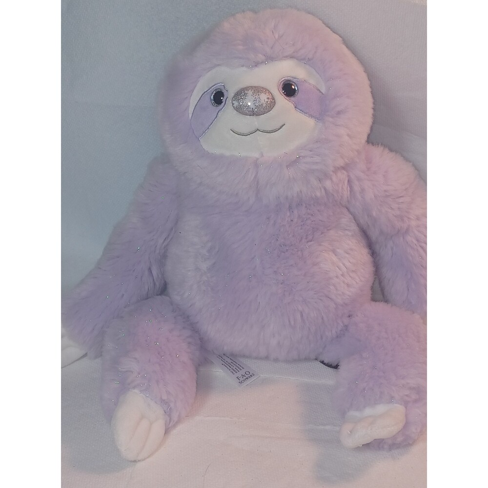 adorable FAO Schwarz Plush Sloth Sparklers Purple Fur Sparkle Stuffed